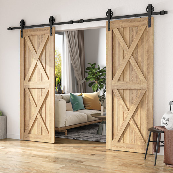Coast Sequoia Black Steel Double Door Barn Door Hardware Kit Standard